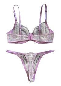 Lingerie coquine ensemble en tulle transparent avec des fleurs brodés en vente chez Sophie Libertine Vannes sexshop Morbihan