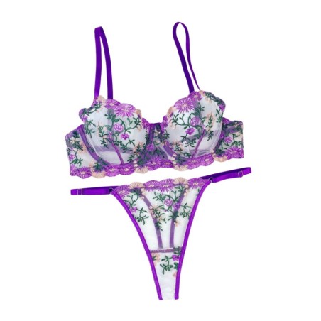 Lingerie sexy pour femme ensemble deux pièces soutien-gorge à armatures et string