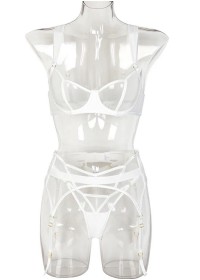 Lingerie d'été sous-vêtements blanc pour femme ensemble soutien-gorge string et porte-jarretelle pour mariée