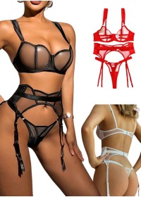 Lingerie coquine ensemble soutien-gorge string et pj petit prix pour femme Sophie libertine vannes sexshop