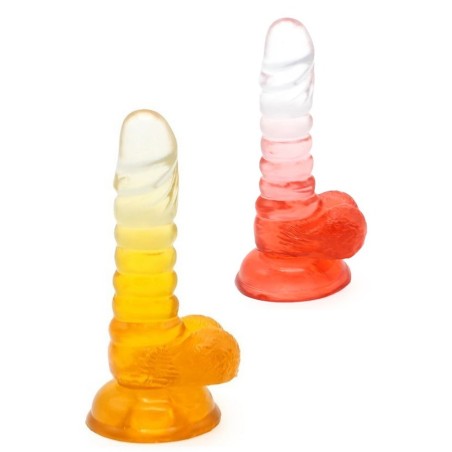 Gode ventouse réaliste Cox Color N°1 Transparent & Couleurs rouge-orange