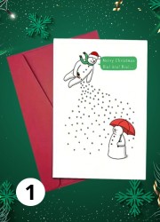 post card snowman-humouristique-fête de noël-en bretagne