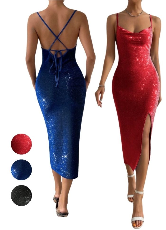robe de soirée différents coloris rouge noir ou bleu