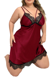 Nuisette sexy à petit prix en satin rouge bordeaux-boutique Sophie Libertine