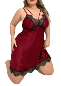 Nuisette sexy à petit prix en satin rouge bordeaux-boutique Sophie Libertine