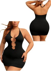 mini robe moulante noir avec détail doré sur l'avant et dos nu en vente chez sophielibertine