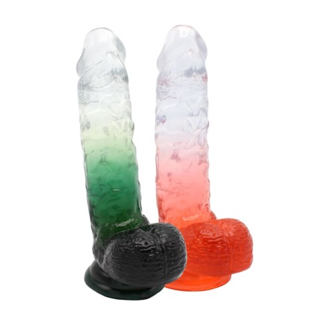 Gode ventouse réaliste Cox Color N°10 transparent rouge-vert