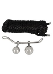 Corde de bondage noire avec plug vaginal et anal - cage de chasteté femme bondage