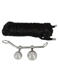 Corde de bondage noire avec plug vaginal et anal - cage de chasteté femme bondage