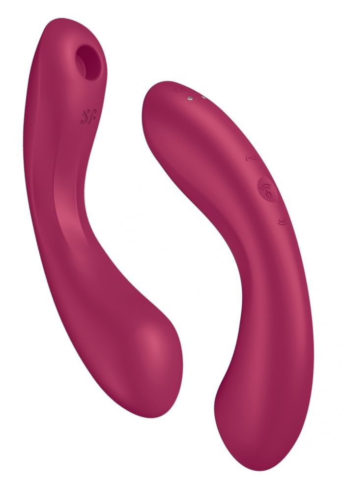 Jouet sexuel pour femme en silicone bordeaux - Satisfyer Curvy 1 - toy 3 en 1