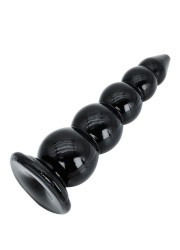 Gros plug anal en PVC noir, avec des boules progressives en vente à la boutique Sophie Libertine Vannes