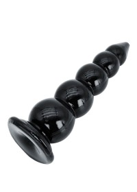 Gros plug anal en PVC noir, avec des boules progressives en vente à la boutique Sophie Libertine Vannes
