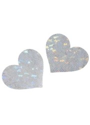 Nippies en forme de cœur coloris argenté avec reflets multicolores holographique