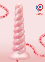 jouet pour adulte au design spirale en silicone rose fait main en france