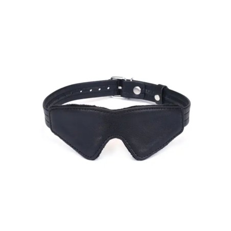 Masque en cuir noir doublé d'une fausse fourrure très douce - Sophie Libertine Vannes