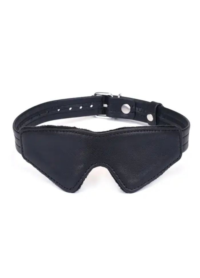 Masque en cuir noir doublé d'une fausse fourrure très douce - Sophie Libertine Vannes