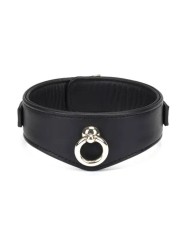 ccessoire BDSM haut de gamme Collier en cuir noir et or avec anneau d'attache
