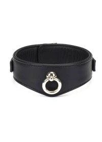 ccessoire BDSM haut de gamme Collier en cuir noir et or avec anneau d'attache