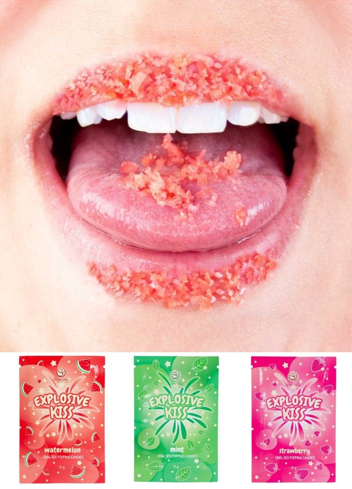 Bonbon Sucre crépitant Explosive Kiss Popping sucre fraise-menthe