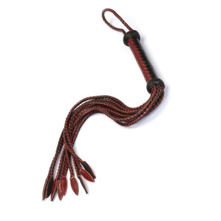 Cat-O-Nine martinet en cuir noir et bordeaux en vente chez Sophie Libertine Vannes