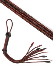 Flogger Liebe Seele cuir  bordeaux & noir - Martinet a 9 lanières - LoveStore Sophie Libertine