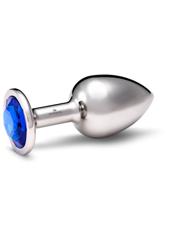 Rosebud taille Large Plug anal Cristal  bleu marine