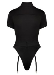 Body sexy à manches courtes avec fermeture éclaire et porte-jarretelle Sophie Libertine Vannes