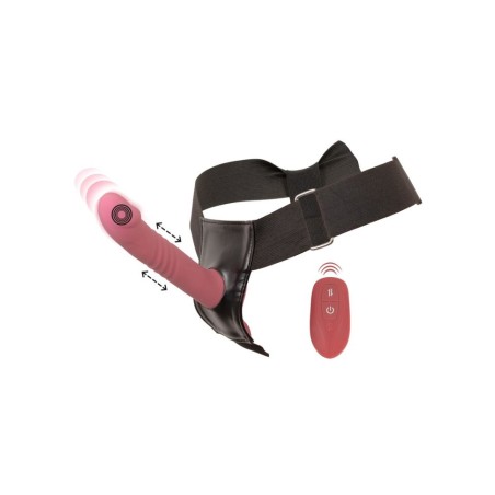Strap-on élégant en string ajustable avec vibromasseur de choc puissant en silicone soyeux