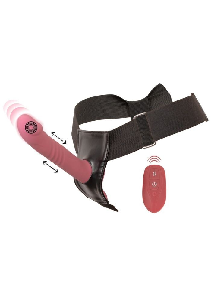 Strap-on élégant en string ajustable avec vibromasseur de choc puissant en silicone soyeux
