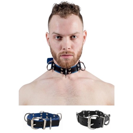 Large collier BDSM pour soumis avec plusieurs anneaux d'attache pour mettre une laisse
