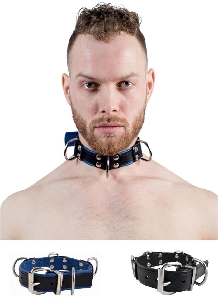 Large collier BDSM pour soumis avec plusieurs anneaux d'attache pour mettre une laisse