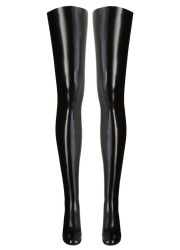 Paire de bas moulant en latex noir brillant pour femme - Sophie Libertine Vannes