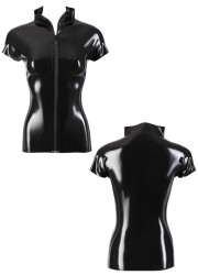Tee-shirt latex noir après lustrage – Sophie Libertine Vannes