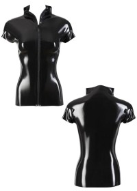 Tee-shirt latex noir après lustrage – Sophie Libertine Vannes