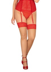 Bas grande taille nude et dentelle rouge - vendu chez  Sophie Libertine Vannes