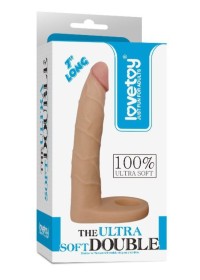 Gode pour double pénétration qui se maintient sur le pénis grâce a un cockring