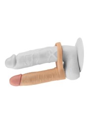 Double pénétration gaine flexible qui s'ajoute au pénis pour pratique sexuelle