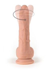 Vue complète du vibromasseur réaliste Virgite en silicone liquide.