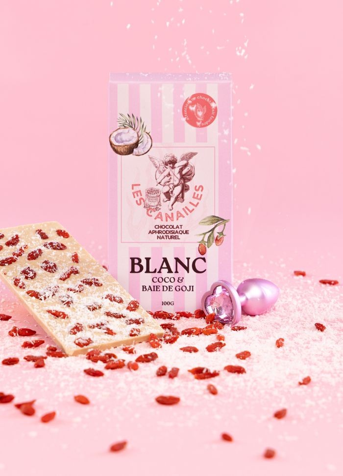 Les Canailles - Chocolat blanc aux baie de Goji en vente chez Sophie Libertine Vannes
