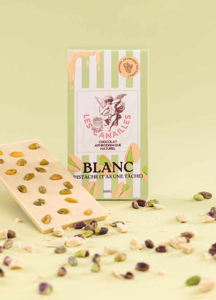Les Canailles Chocolat aphrodisiaque - Base blanche avec pistache