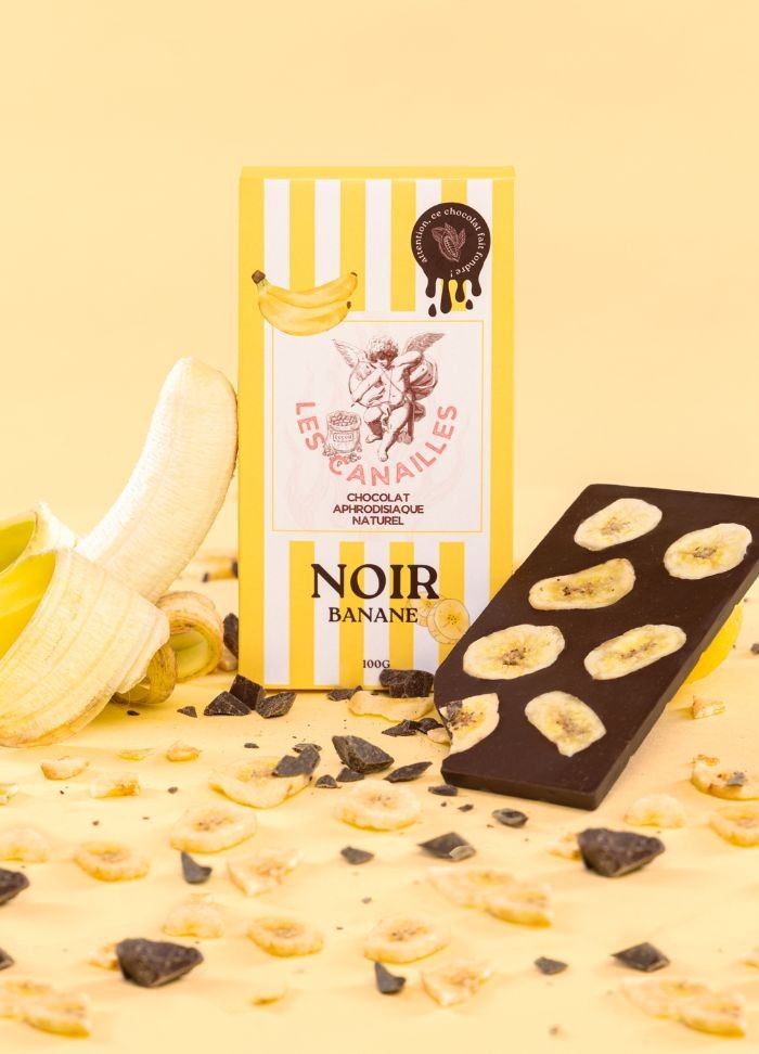 Les Canailles chocolat noir avec chips de banane - en vente chez Sophie Libertine Vannes