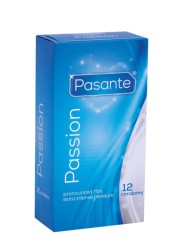 Boîte de 12 préservatifs texturés Pasante Passion – plaisir et sécurité certifiés CE.