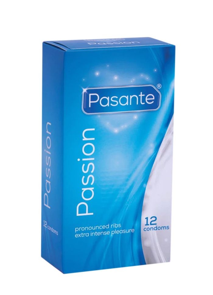 Boîte de 12 préservatifs texturés Pasante Passion – plaisir et sécurité certifiés CE.