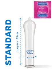 Préservatifs standard masculin - Latex souple et résistant, lisse et lubrifié pour un confort optimal.