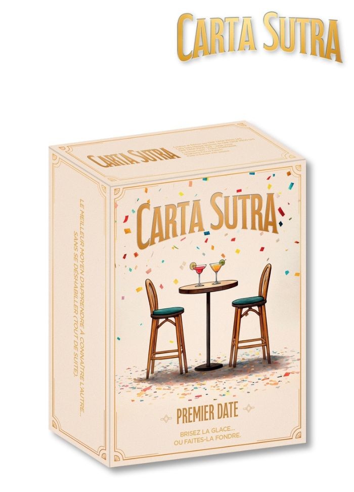 Boîte du jeu Carta Sutra Premier Date :
Un design élégant et complice, parfait pour offrir ou s’offrir.