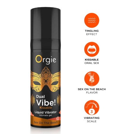 Gel d’excitation avec une stimulation accrue Orgie Dual Vibe Sex on the Beach – design tropical et élégant.