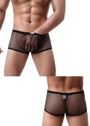 Lingerie masculine en résille noire en vente chez Sophie Libertine Vannes
