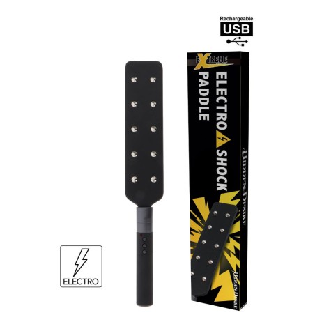 Paddle en simili noir avec petites billes métal pour décharge électrique en vente chez Sophie Libertine