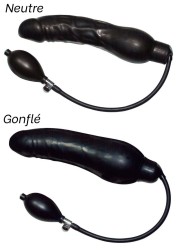 gode gonflable pénétrant en latex noir qui permet une forte dilatation