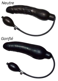 gode gonflable pénétrant en latex noir qui permet une forte dilatation